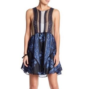 NWT Free People Katie's Crochet mini dress,S, blue